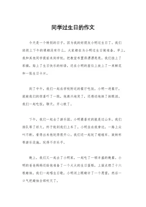 同学过生日的作文