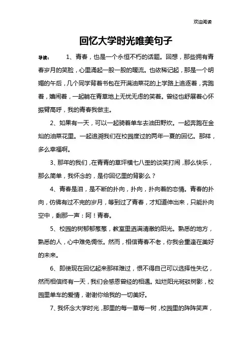 回忆大学时光唯美句子