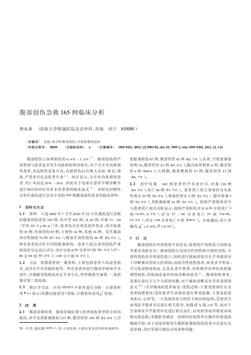 腹部创伤急救165例临床
