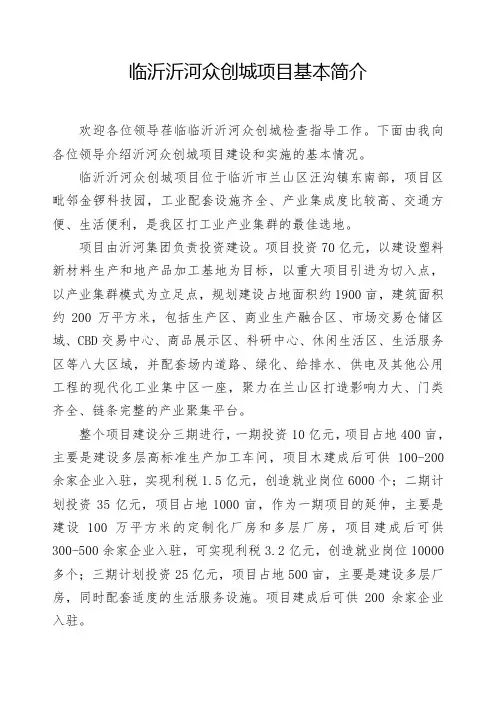 临沂沂河众创城项目--解说词