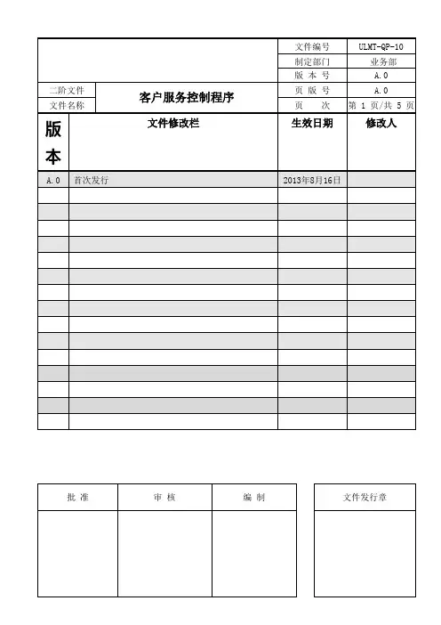客户服务控制程序