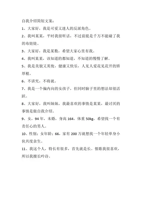 自我介绍简短文案
