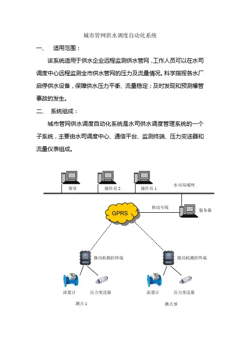 城市管网供水调度自动化系统