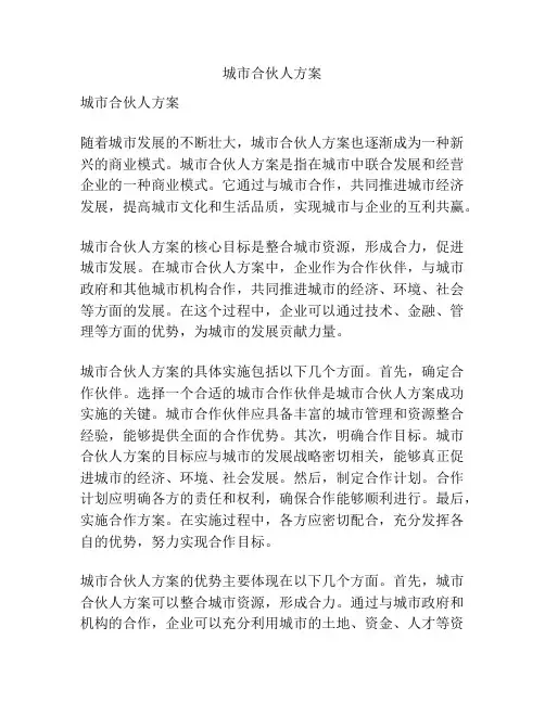 城市合伙人方案