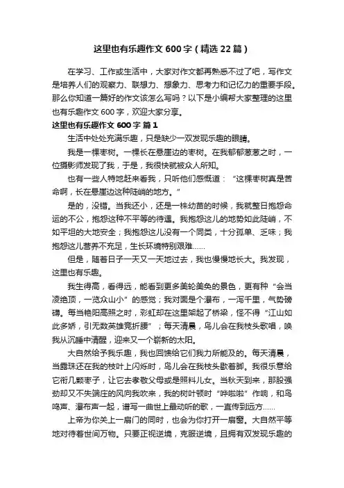 这里也有乐趣作文600字（精选22篇）