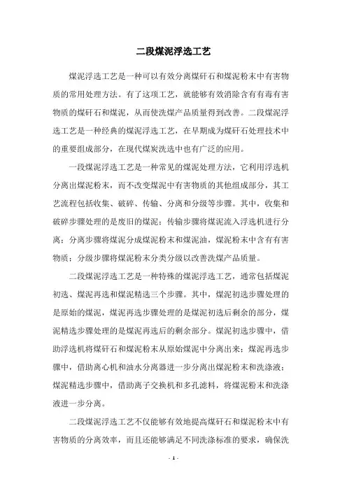 二段煤泥浮选工艺