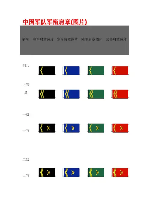 中国军衔制度、肩章(图片)