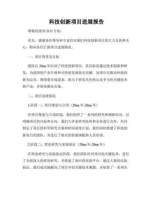 科技创新项目进展报告