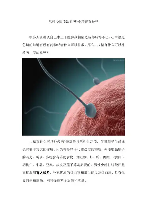 男性少精能治愈吗,少精还有救吗