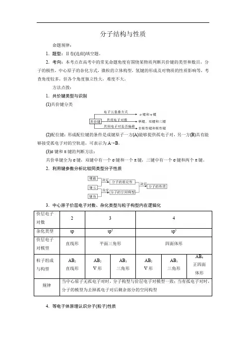 2019届高考化学一轮复习分子结构与性质学案