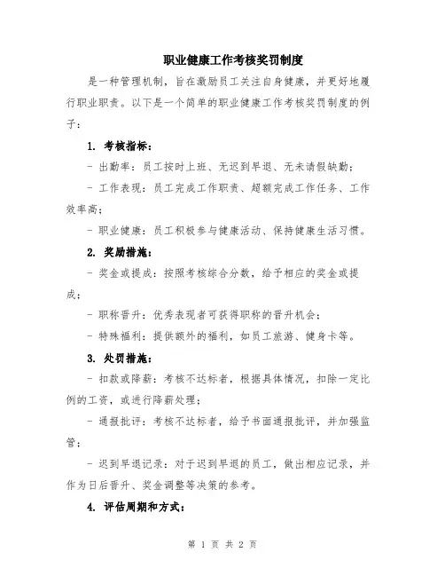 职业健康工作考核奖罚制度