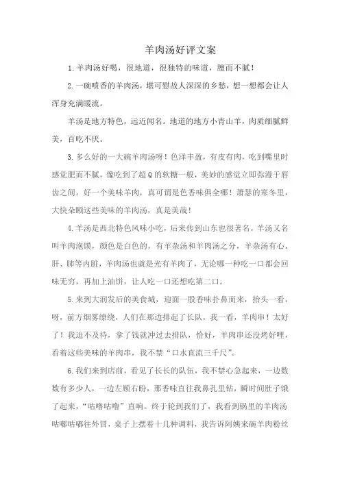 羊肉汤好评文案