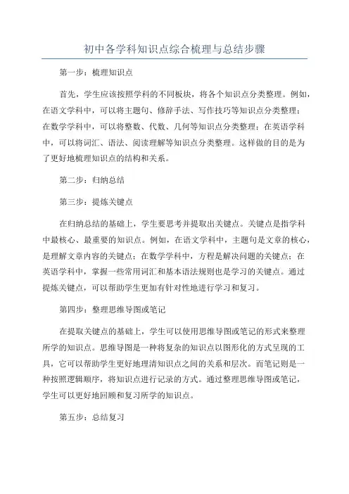 初中各学科知识点综合梳理与总结步骤