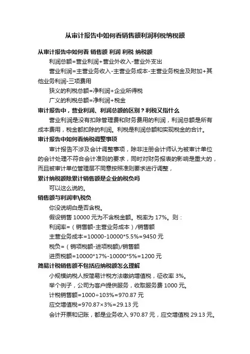 从审计报告中如何看销售额利润利税纳税额