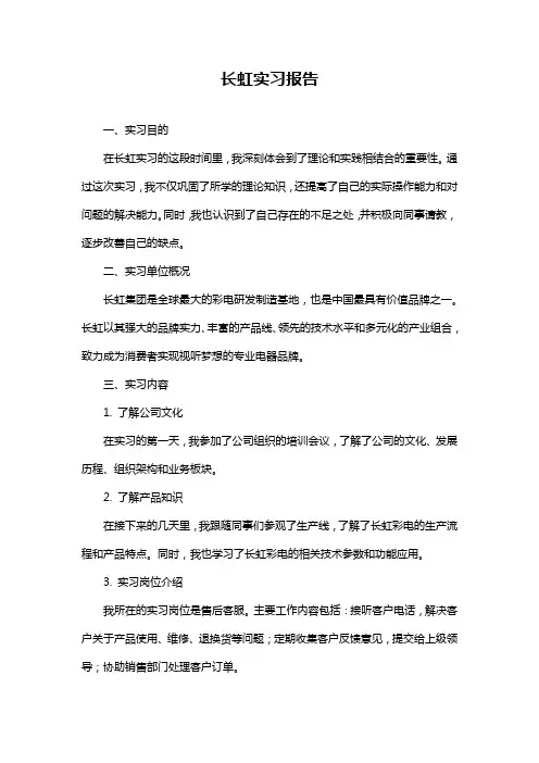 长虹实习报告