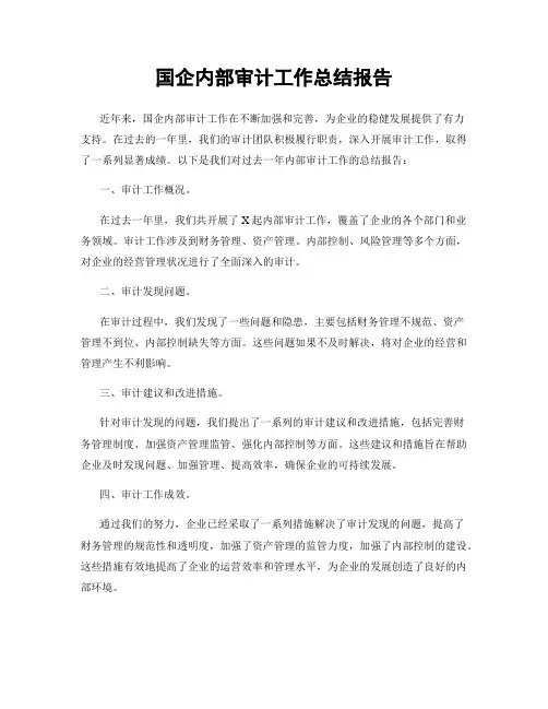 国企内部审计工作总结报告