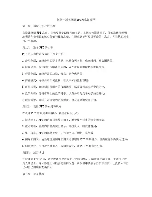 创业计划书路演ppt怎么做流程