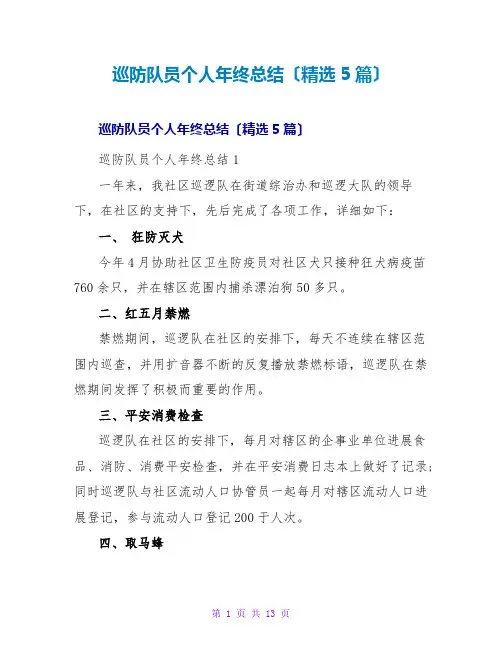 巡防队员个人年终总结(精选5篇)