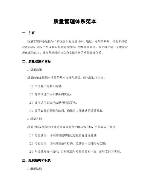 质量管理体系范本