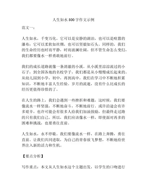 人生如水800字作文示例