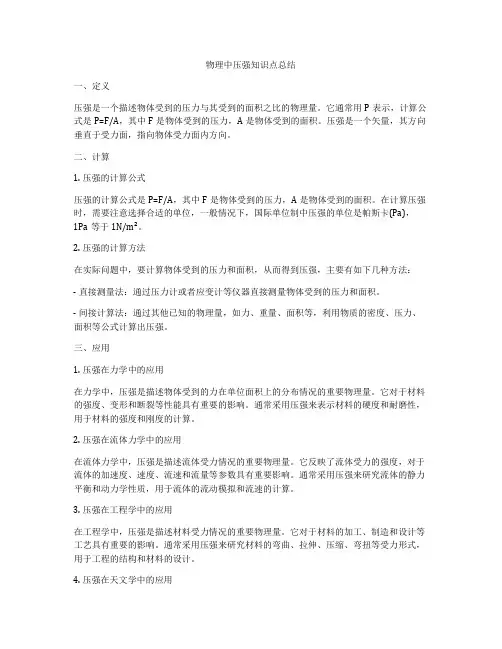 物理中压强知识点总结