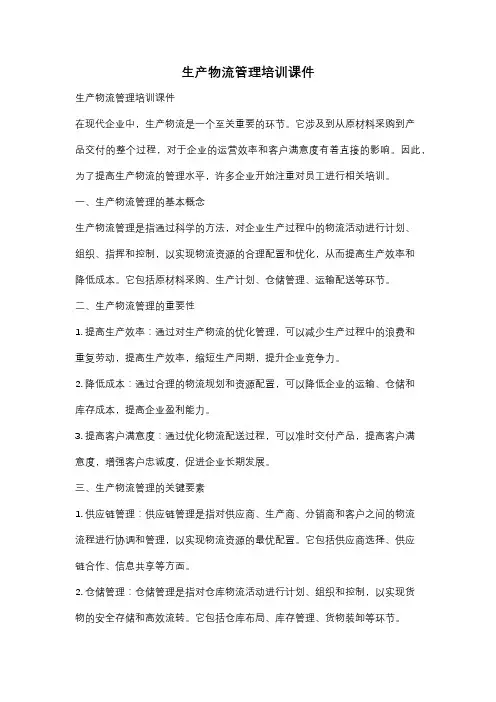生产物流管理培训课件