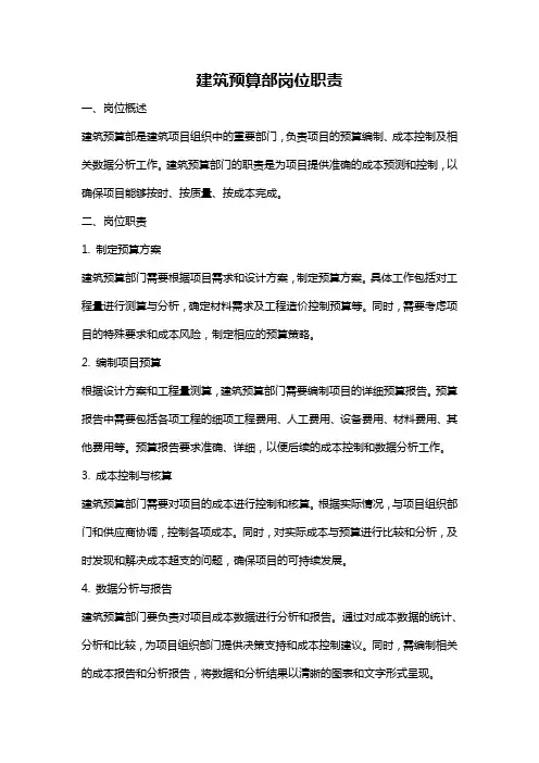 建筑预算部岗位职责
