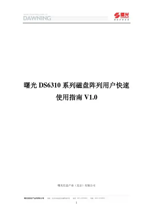 曙光DS6310系列磁盘阵列用户快速使用指南