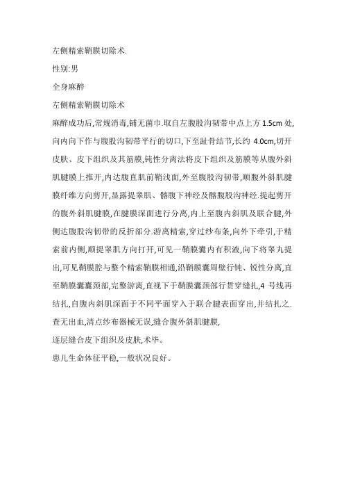 精索鞘膜积液手术记录2