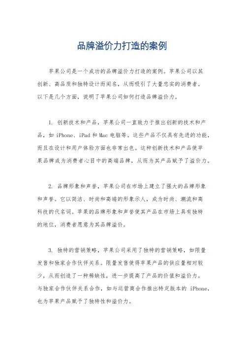 品牌溢价力打造的案例