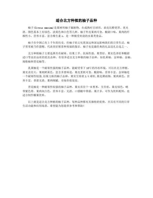 适合北方种植的柚子品种