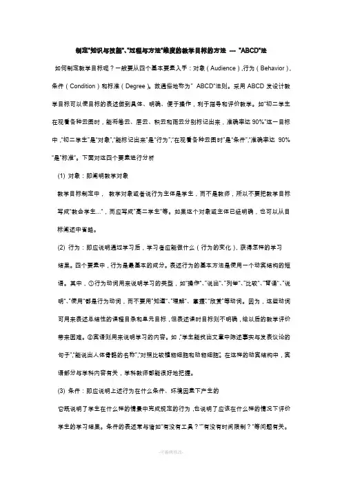 教学目标制定ABCD法
