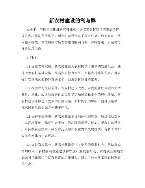 新农村建设的利与弊