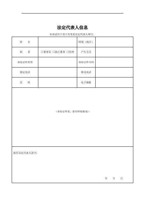 法定代表人、董事、监事、经理表格