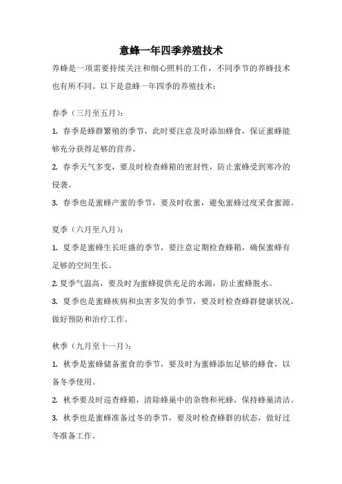 意蜂一年四季养殖技术