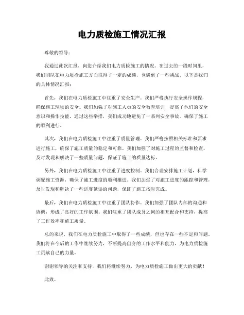 电力质检施工情况汇报