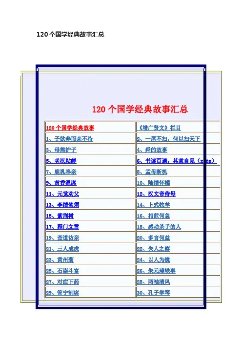 120个国学经典故事汇总