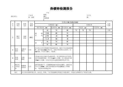 钢材热镀锌检测报告-材质单
