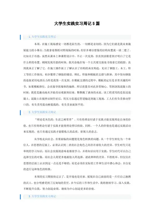 大学生实践实习周记5篇