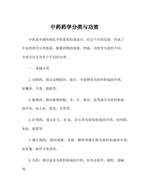 中药药学分类与功效