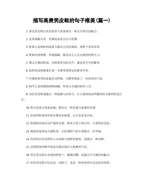 描写高贵男皮鞋的句子唯美(精选合集2篇)