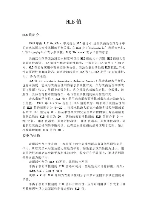 HLB值介绍