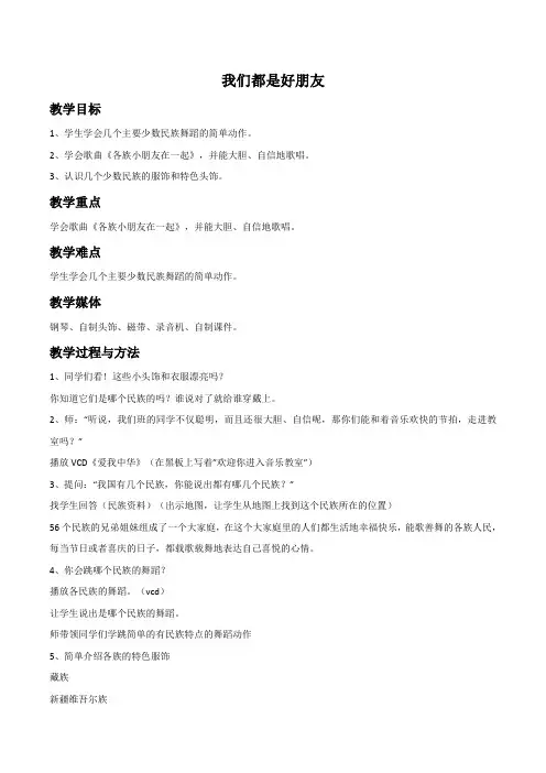 小学音乐《各族小朋友在一起》教案3