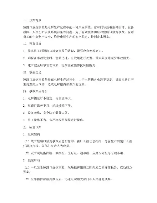 简述短路口放炮事故预案