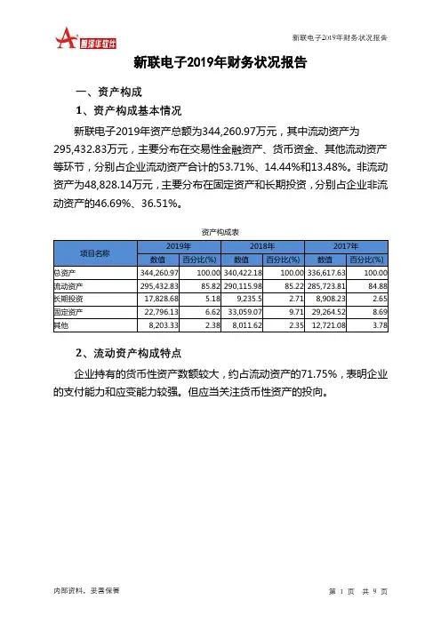 新联电子2019年财务状况报告