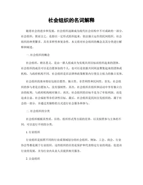 社会组织的名词解释