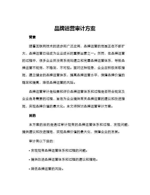 品牌运营审计方案