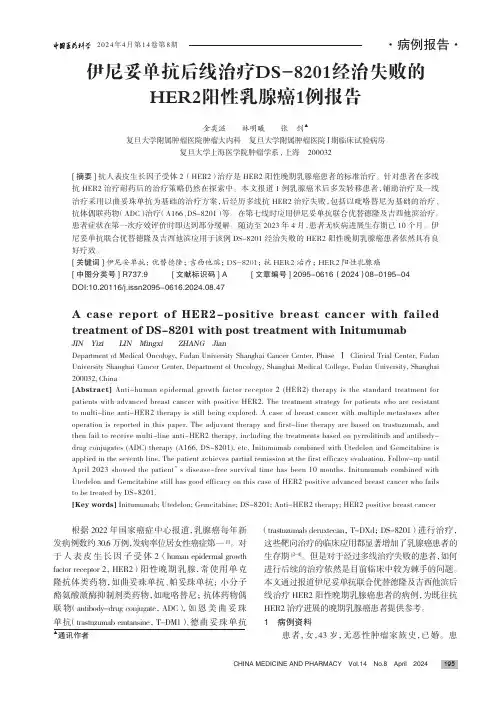 伊尼妥单抗后线治疗DS-8201_经治失败的HER2_阳性乳腺癌1_例报告
