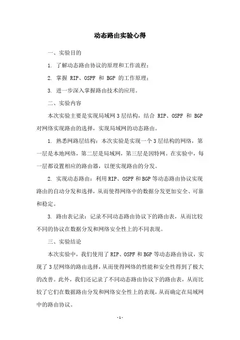 动态路由实验心得