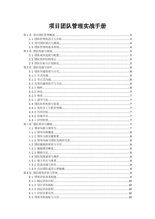 项目团队管理实战手册